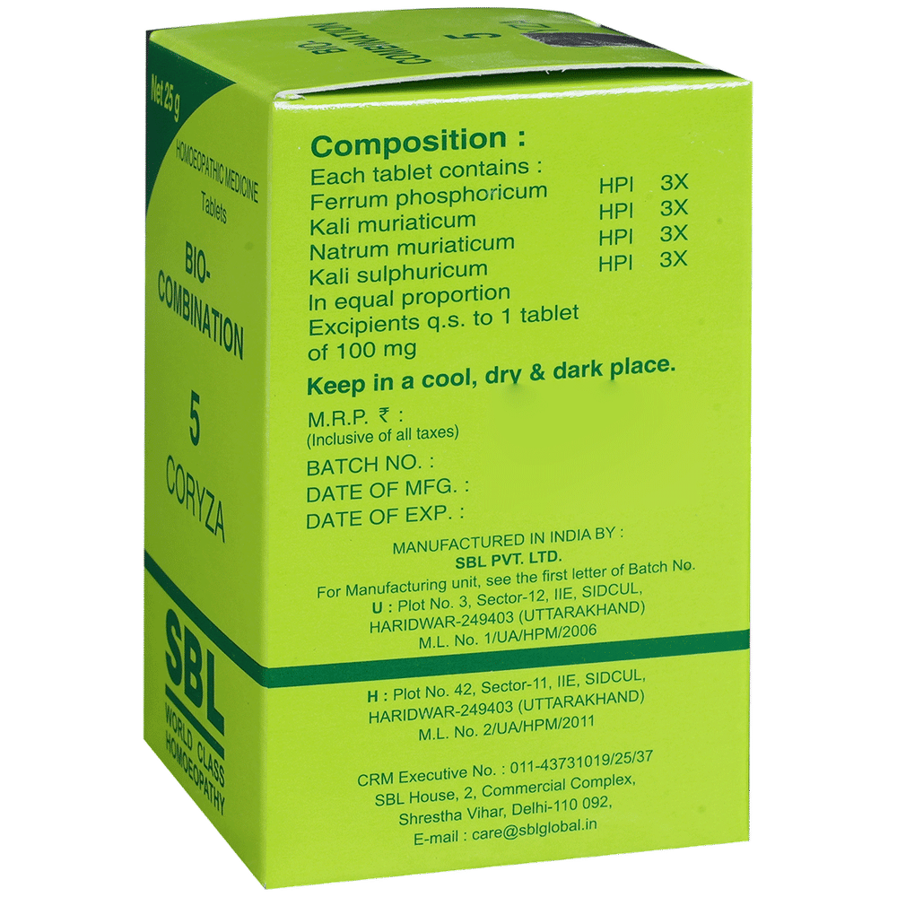 SBL Bio-Combination 5 Tablet bottle of 25 gm Biocombination Tablet
