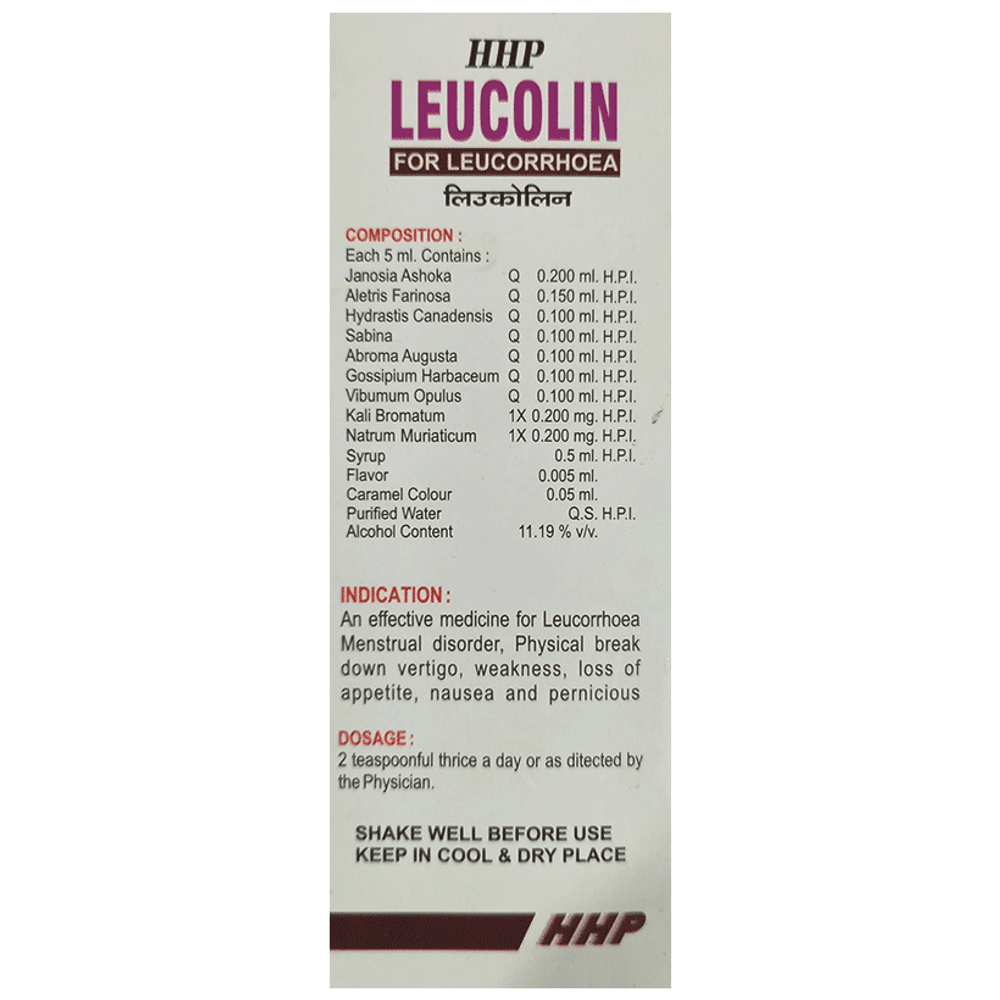 HHP Leucolin  for Leucorrhoea bottle of 200 ml Syrup