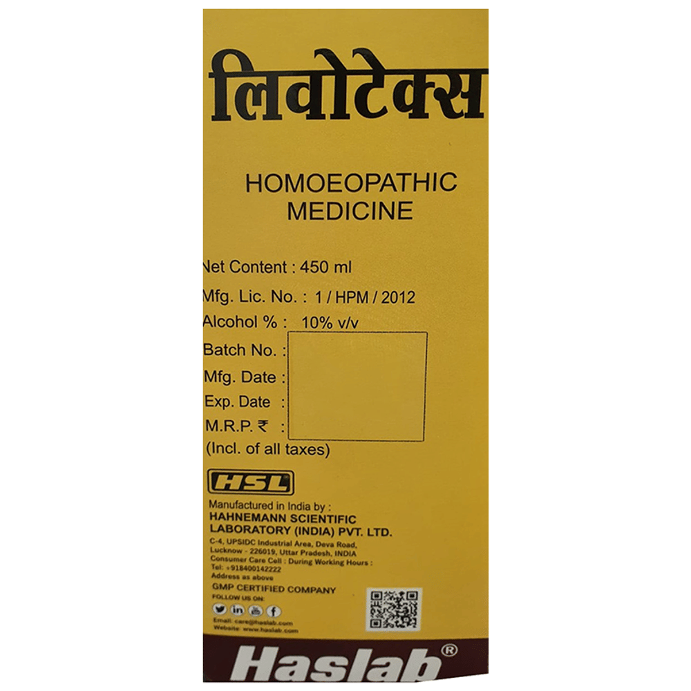 Haslab Livotex Syrup bottle of 450 ml Syrup Haslab Livotex Syrup bottle of 450 ml Syrup