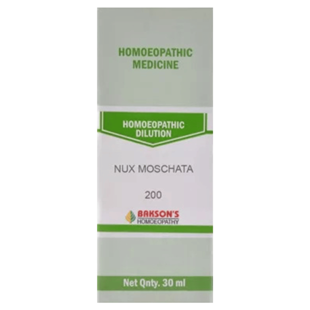 Bakson's Homeopathy Nux Moschata Dilution 200 bottle of 30 ml Dilution