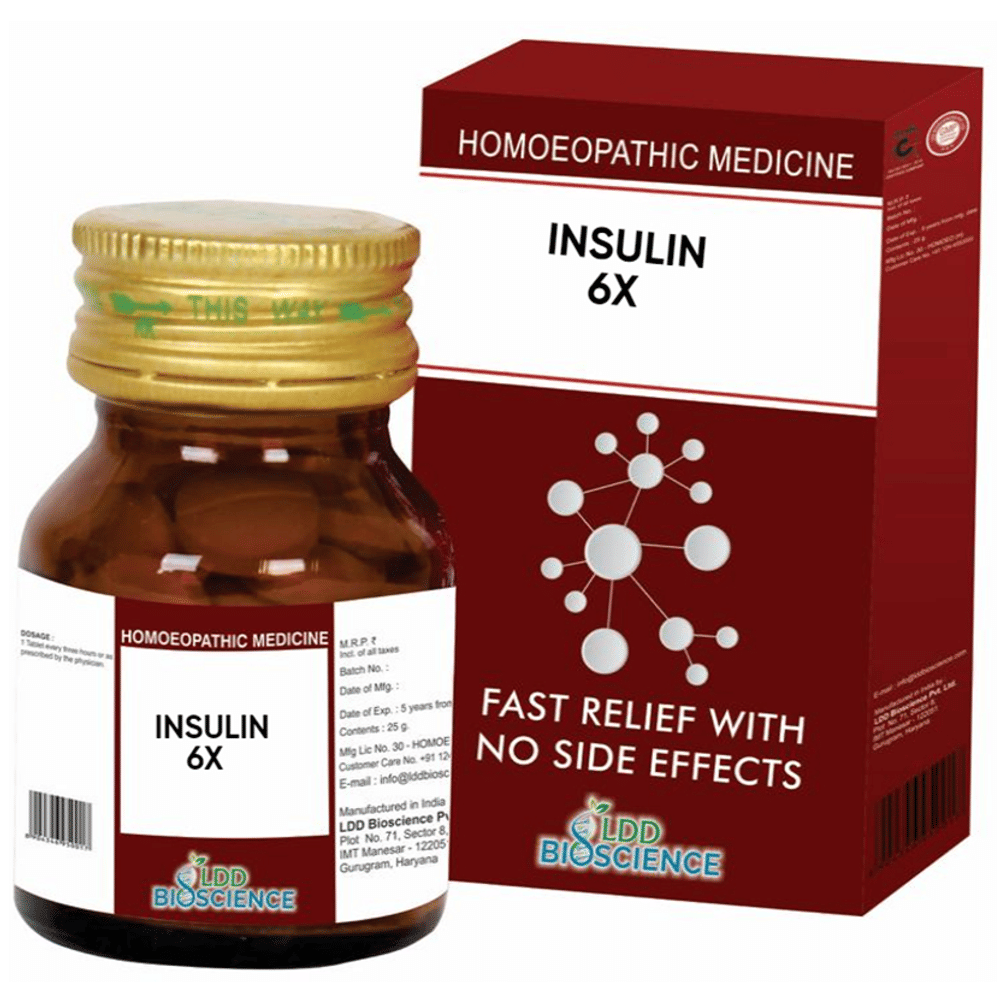 LDD Bioscience Insulin 6X bottle of 25 gm Tablet