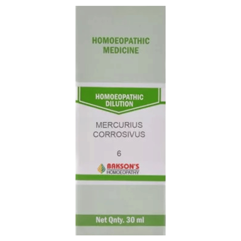 Bakson's Homeopathy Mercurius Corrosivus Dilution 6 CH bottle of 30 ml Dilution