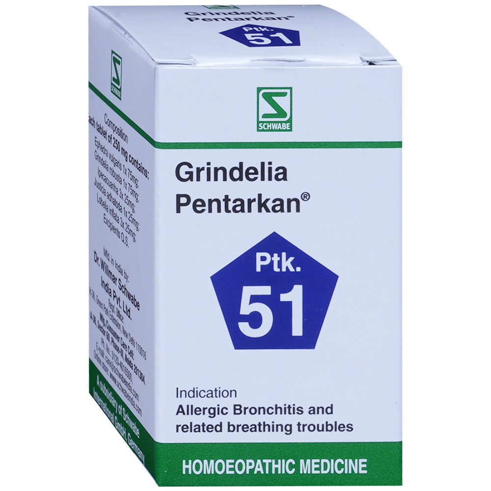 Dr Willmar Schwabe India Grindelia Pentarkan Ptk 51 Tablet bottle of 20 gm Tablet