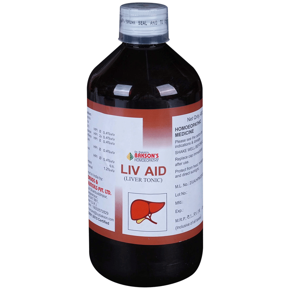 Bakson's Homeopathy Liv Aid Liver Tonic bottle of 450 ml Tonic