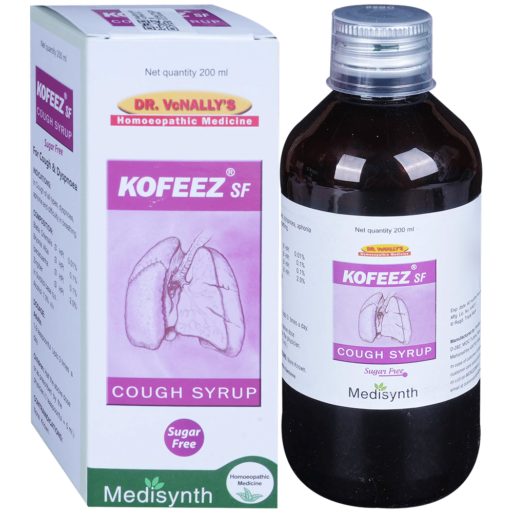 Medisynth Kofeez SF Cough Syrup Sugar Free bottle of 200 ml Syrup
