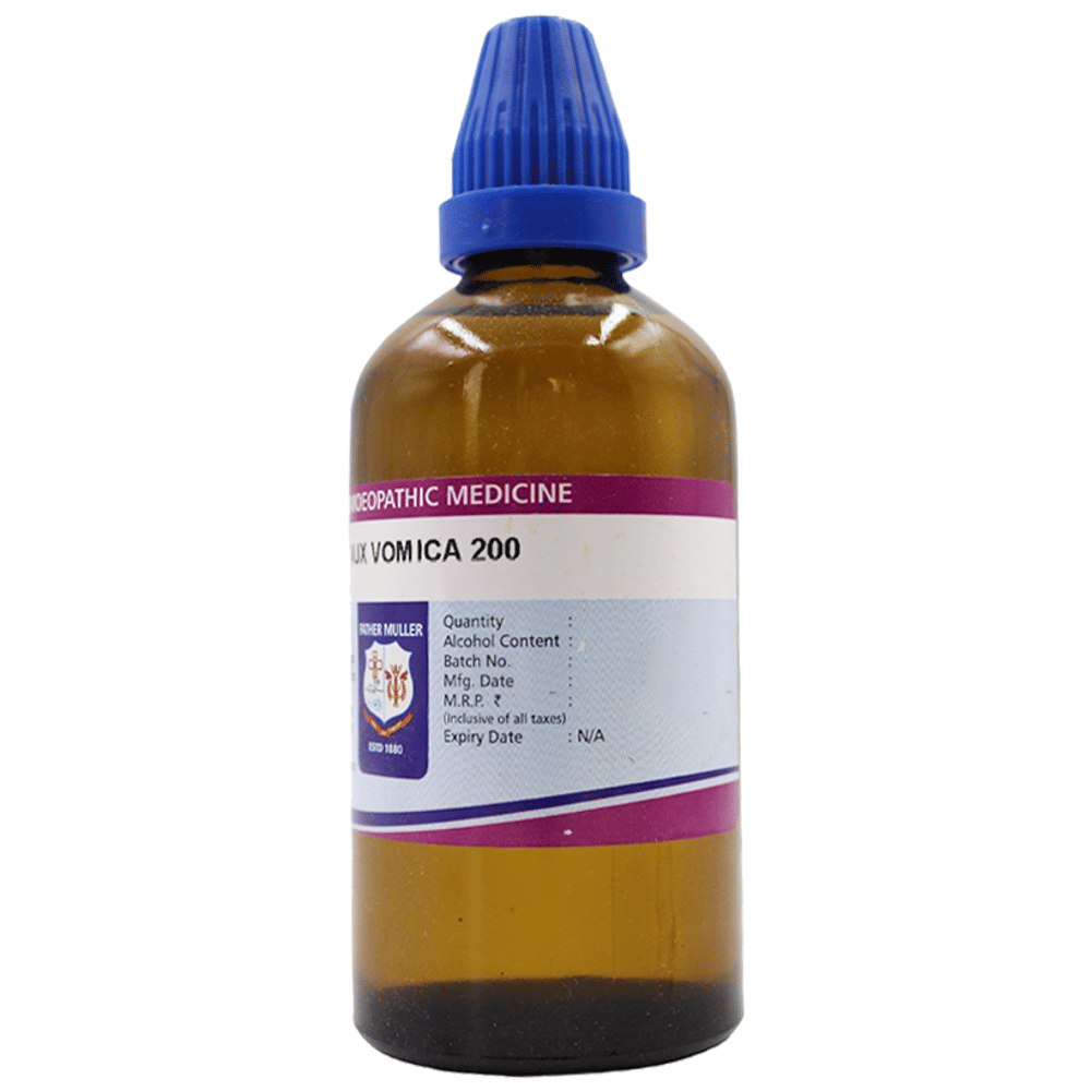 Father Muller Nux Vomica Drop 200C bottle of 100 ml Oral Drops Father Muller Nux Vomica Drop 200C bottle of 100 ml Oral Drops