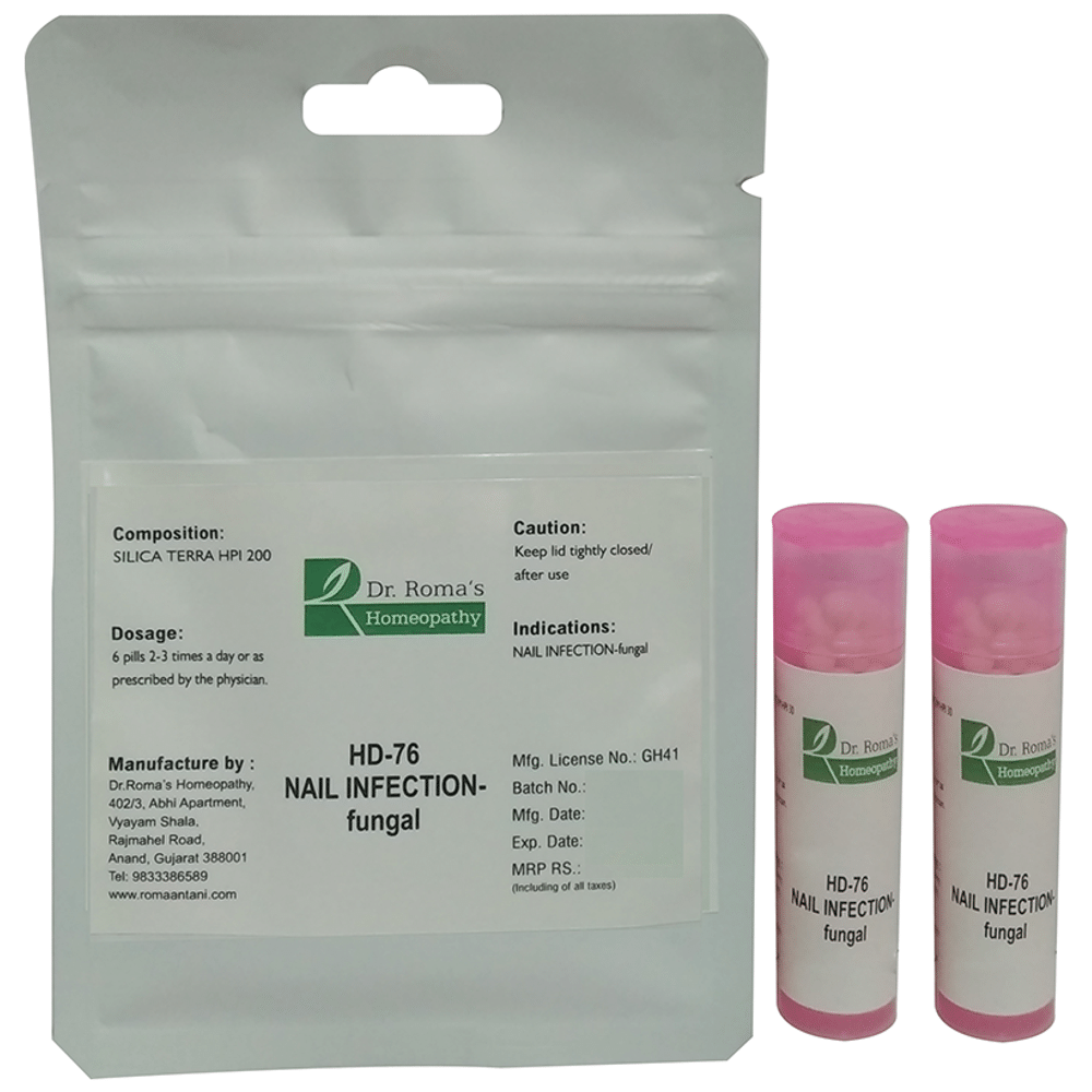 Dr. Romas Homeopathy HD-76 Nail Infection-Fungal, 2 Bottles of 2 Dram packet of 2 bottles