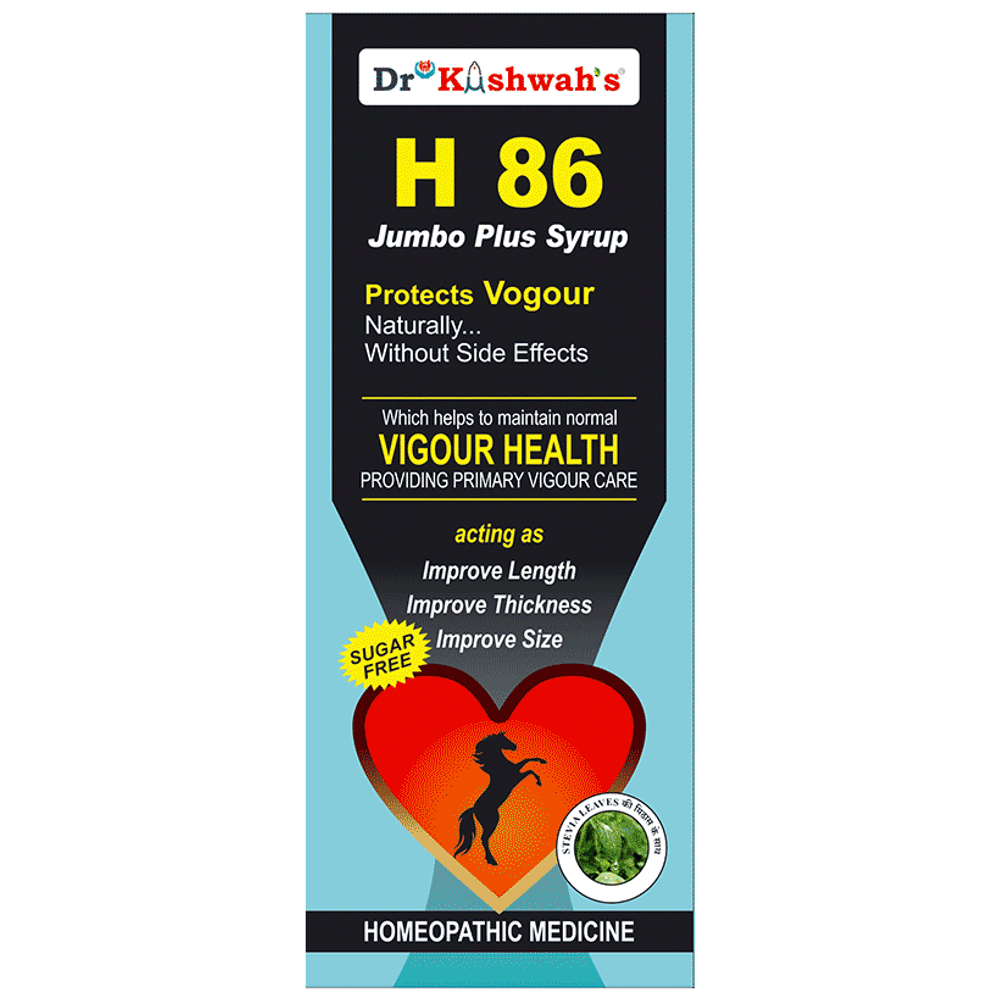 Dr Kushwah's H 86 Jumbo Plus  Syrup Sugar Free bottle of 225 ml Syrup