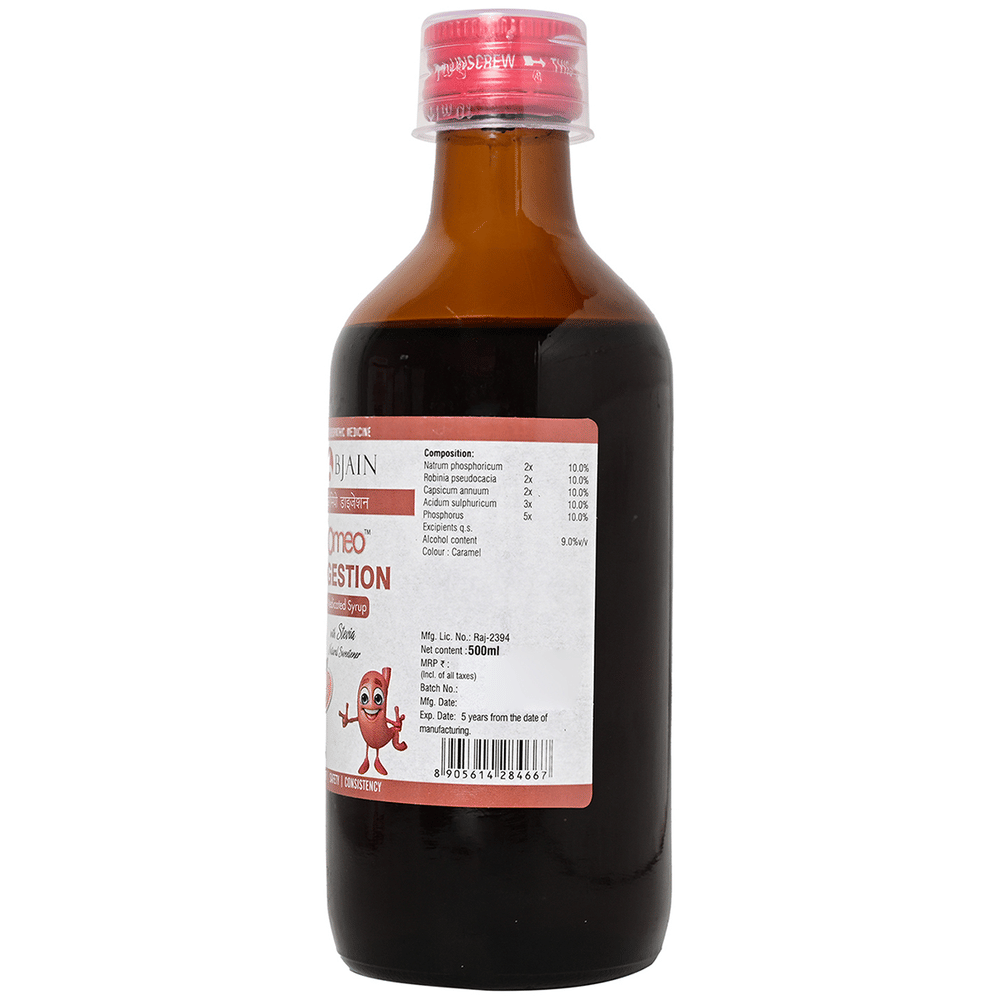 Bjain Omeo Digestion Medicated Syrup Sugar Free bottle of 500 ml Syrup
