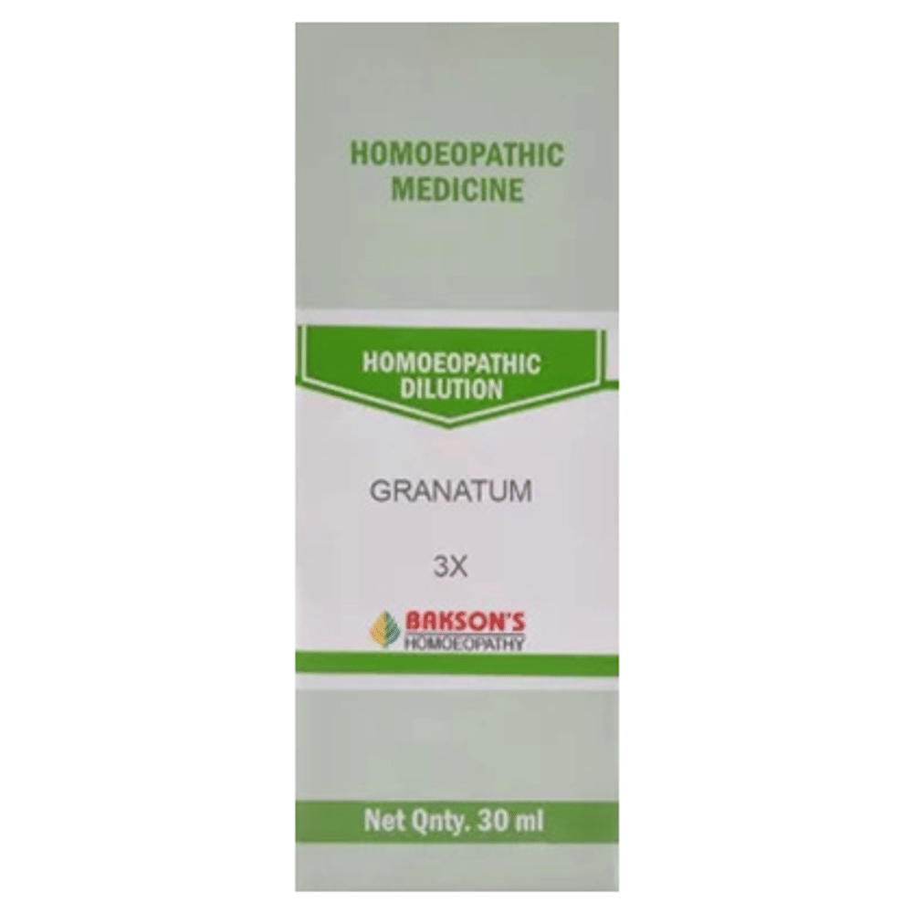 Bakson's Homeopathy Granatum Dilution 3X bottle of 30 ml Dilution
