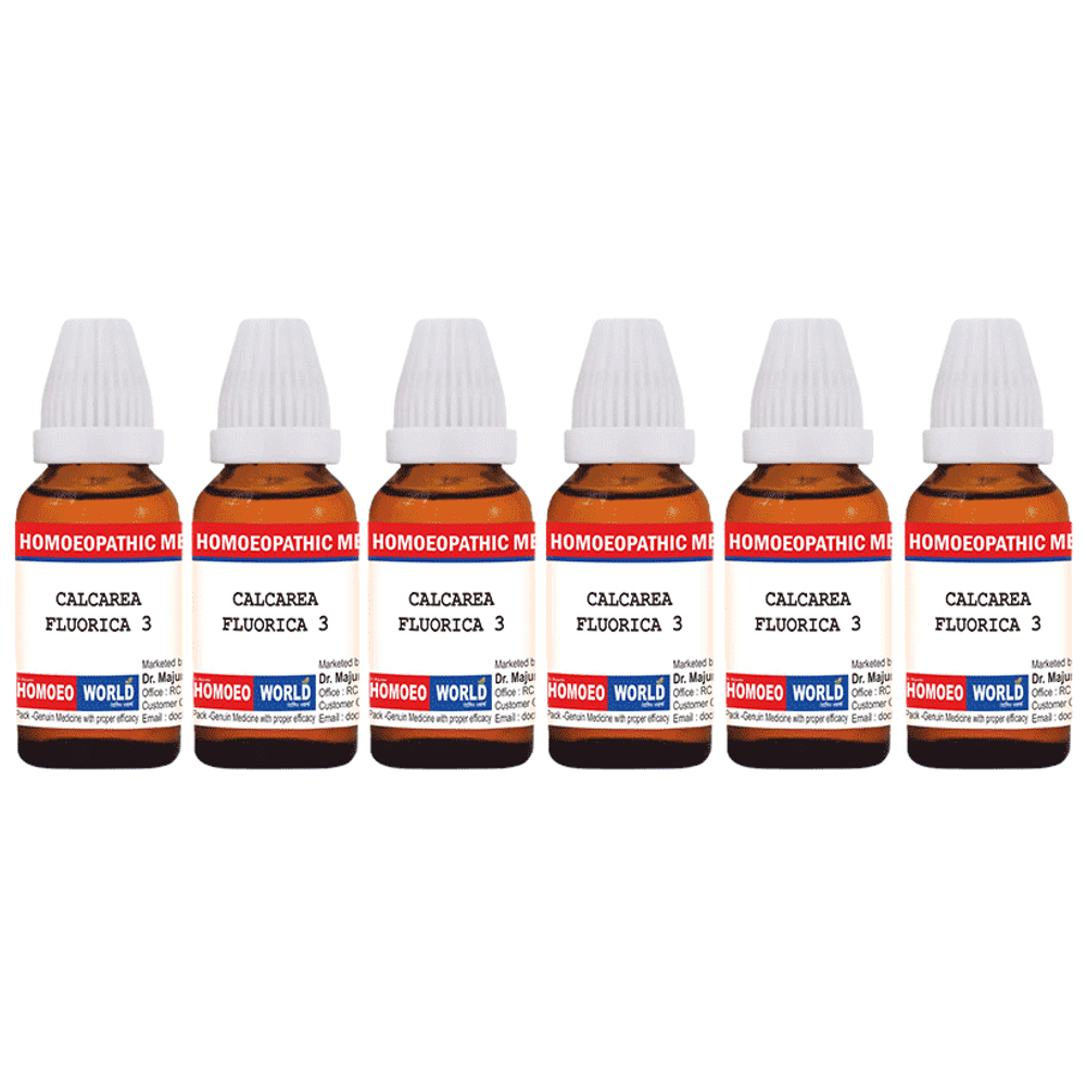 Dr. Majumder Homeo World Calcarea Fluorica Dilution(30ml Each) 3 CH combo pack of 6 Packs