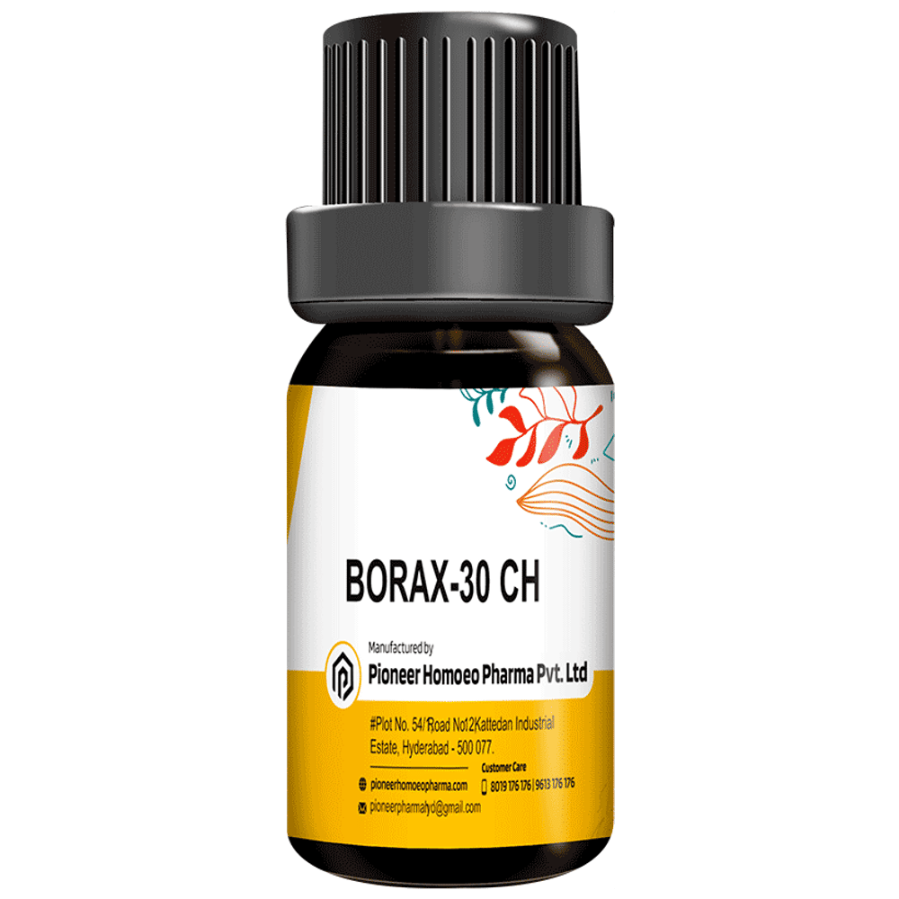 Pioneer Pharma Borax Globules Pellets Multidose Pills 30 CH bottle of 150 tablets