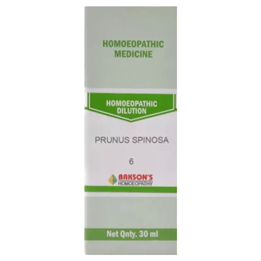 Bakson's Homeopathy Prunus Spinosa Dilution 6 CH bottle of 30 ml Dilution