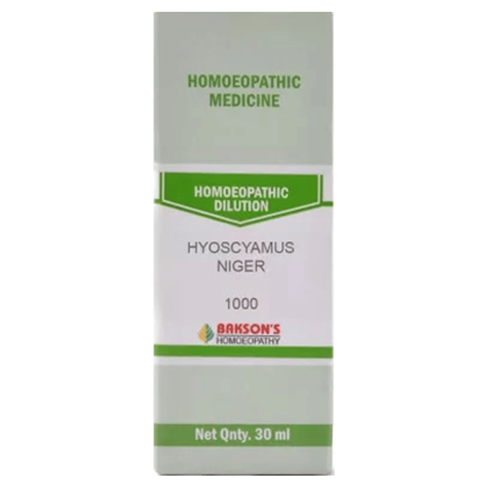 Bakson's Homeopathy Hyoscyamus Niger Dilution 1000 CH bottle of 30 ml Dilution Bakson's Homeopathy Hyoscyamus Niger Dilution 1000 CH bottle of 30 ml Dilution