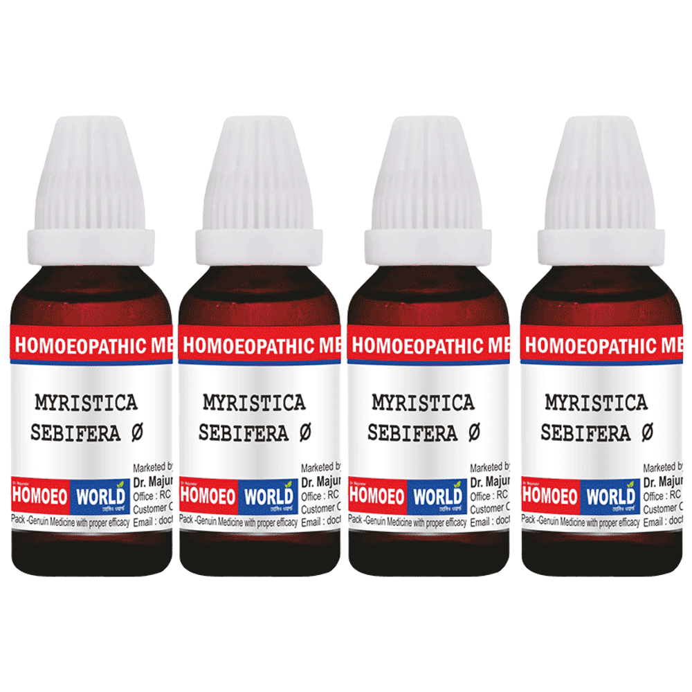 Dr. Majumder Homeo World Myristica Sebifera Mother Tincture (30ml Each) Q combo pack of 4 bottles