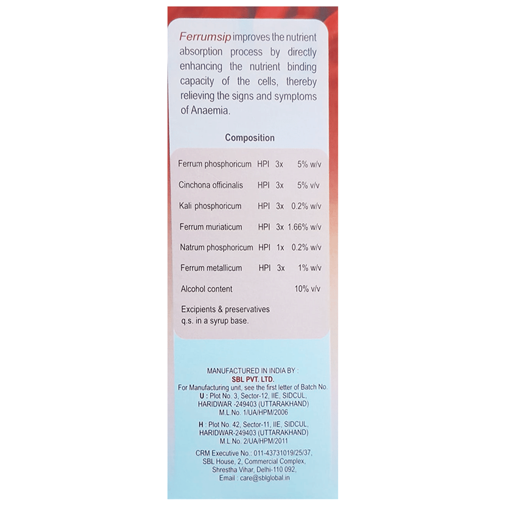 SBL Ferrumsip Syrup bottle of 100 ml Syrup