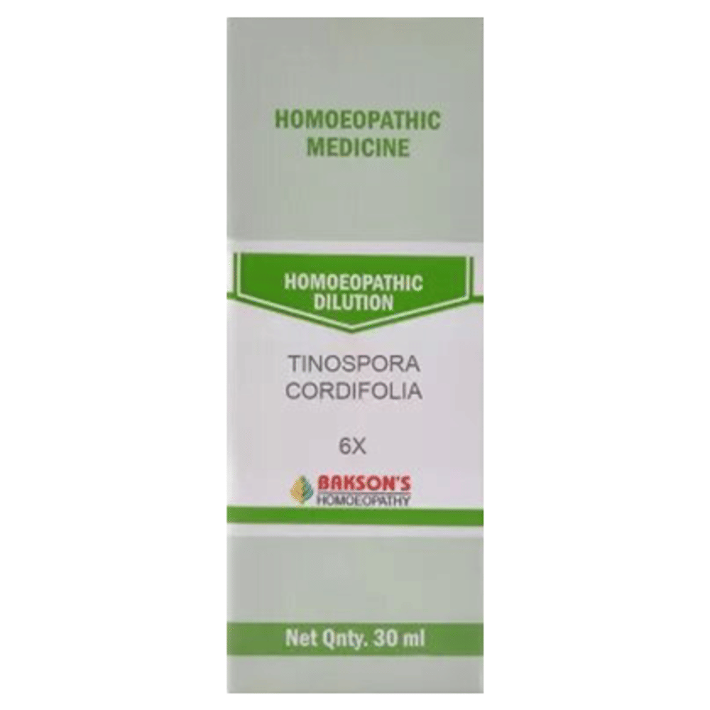 Bakson's Homeopathy Tinospora Cordifolia Dilution 6X bottle of 30 ml Dilution