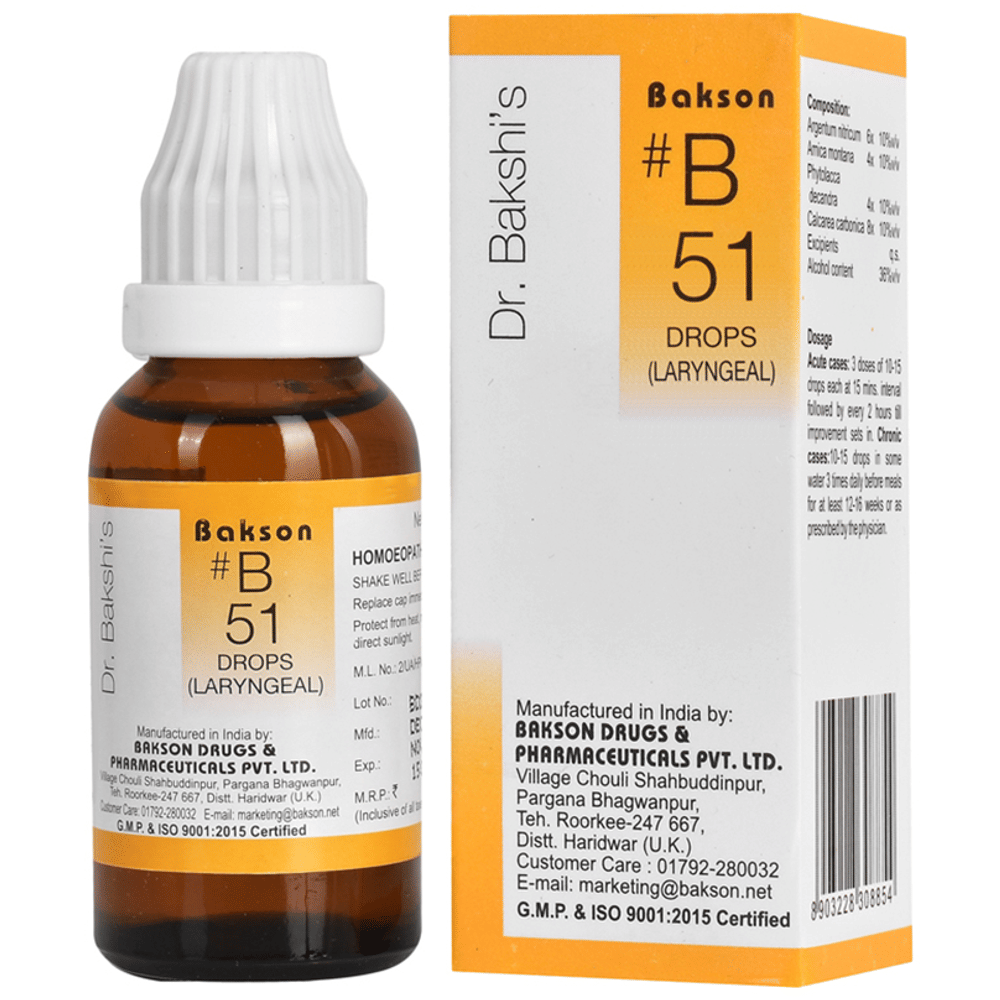 Bakson B51 Laryngeal Drop bottle of 30 ml Drop
