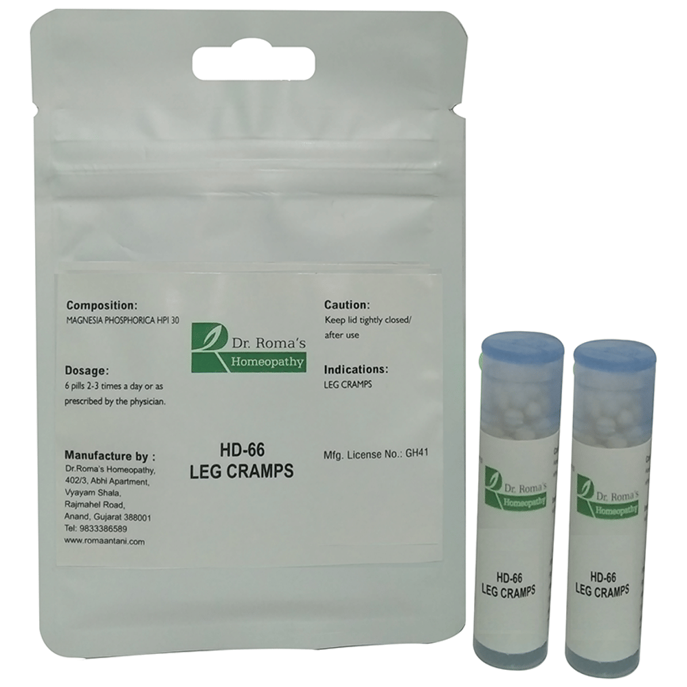 Dr. Romas Homeopathy HD-66 Leg Cramps, 2 Bottles of 2 Dram packet of 2 bottles