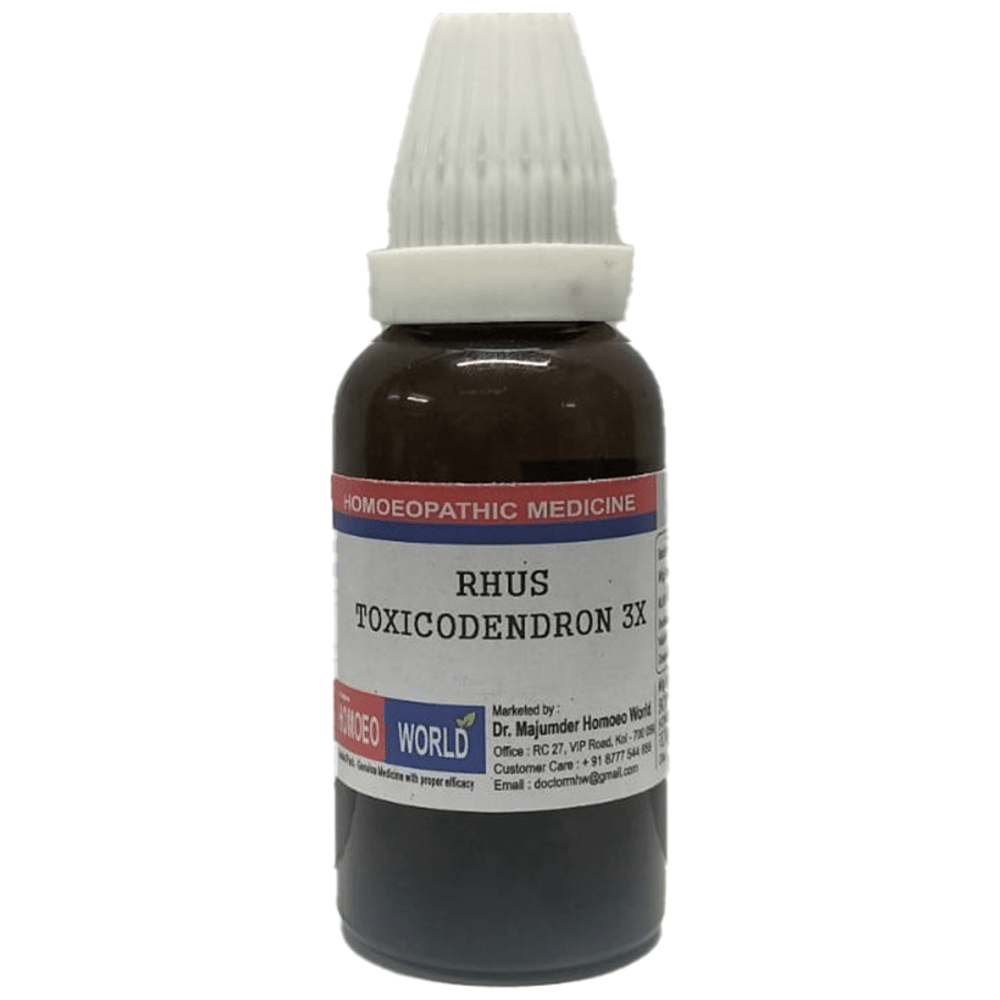 Dr. Majumder Homeo World Rhus Toxicodendron Dilution 3X (30ml Each) box of 1 Bottle