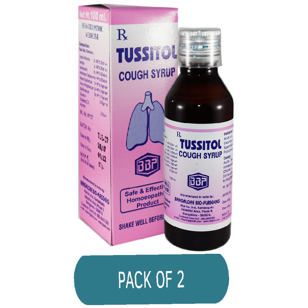 Bangalore Bio-Plasgens Tussitol Cough Syrup bottle of 100 ml Syrup