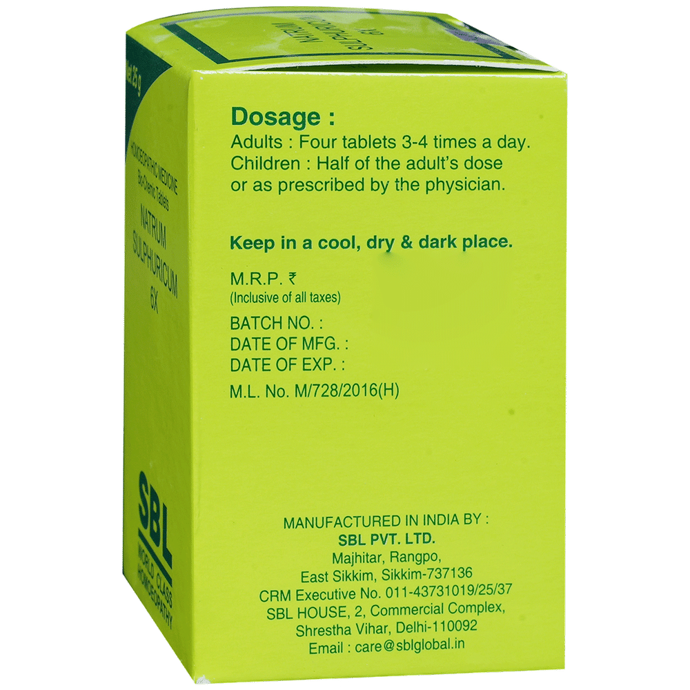 SBL Natrum Sulphurica Biochemic Tablet 6X bottle of 25 gm Biochemic Tablet SBL Natrum Sulphurica Biochemic Tablet 6X bottle of 25 gm Biochemic Tablet