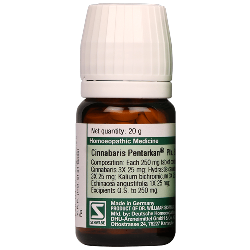 Dr Willmar Schwabe Germany Cinnabaris Pentarkan Ptk. 31 Tablet bottle of 20 gm Tablet