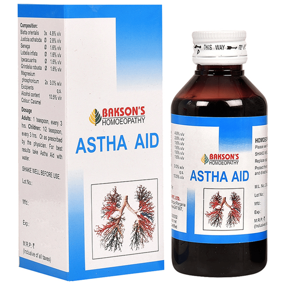 Bakson's Homeopathy Astha Aid Syrup bottle of 115 ml Syrup