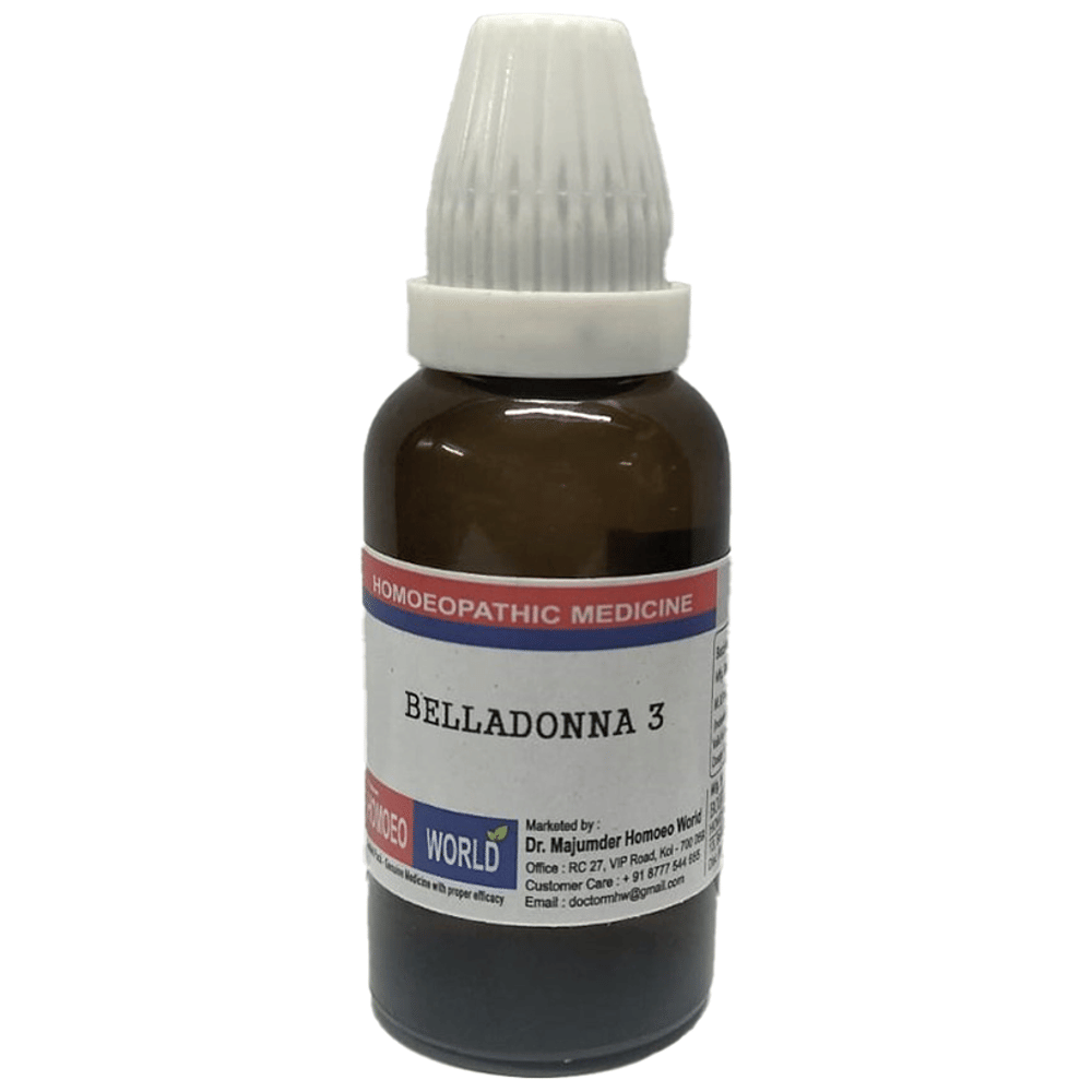 Dr. Majumder Homeo World Belladonna Dilution 3 (30ml Each) combo pack of 6 bottles
