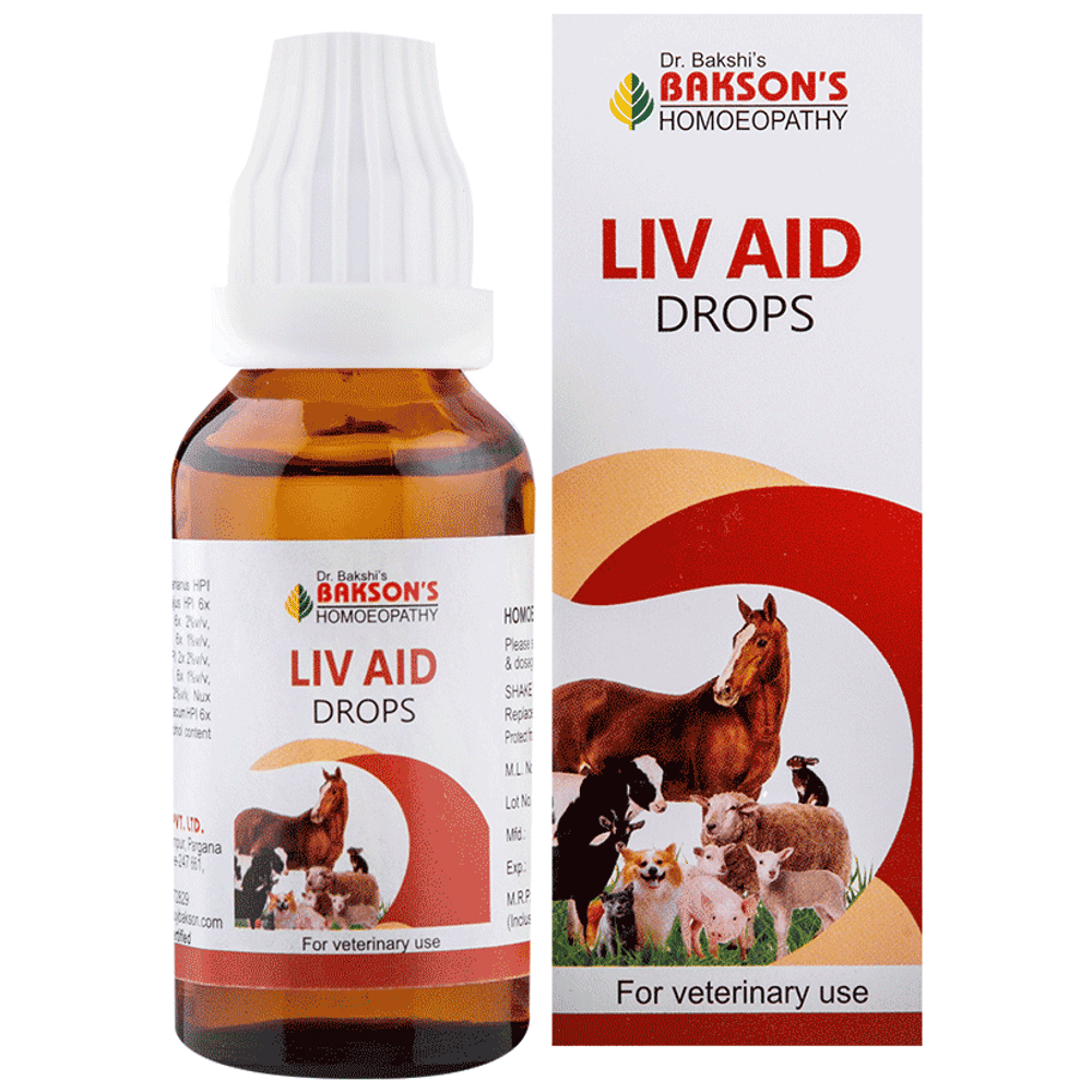 Bakson's Homeopathy Liv Aid Drop for Veterinary Use bottle of 30 ml Drop Bakson's Homeopathy Liv Aid Drop for Veterinary Use bottle of 30 ml Drop