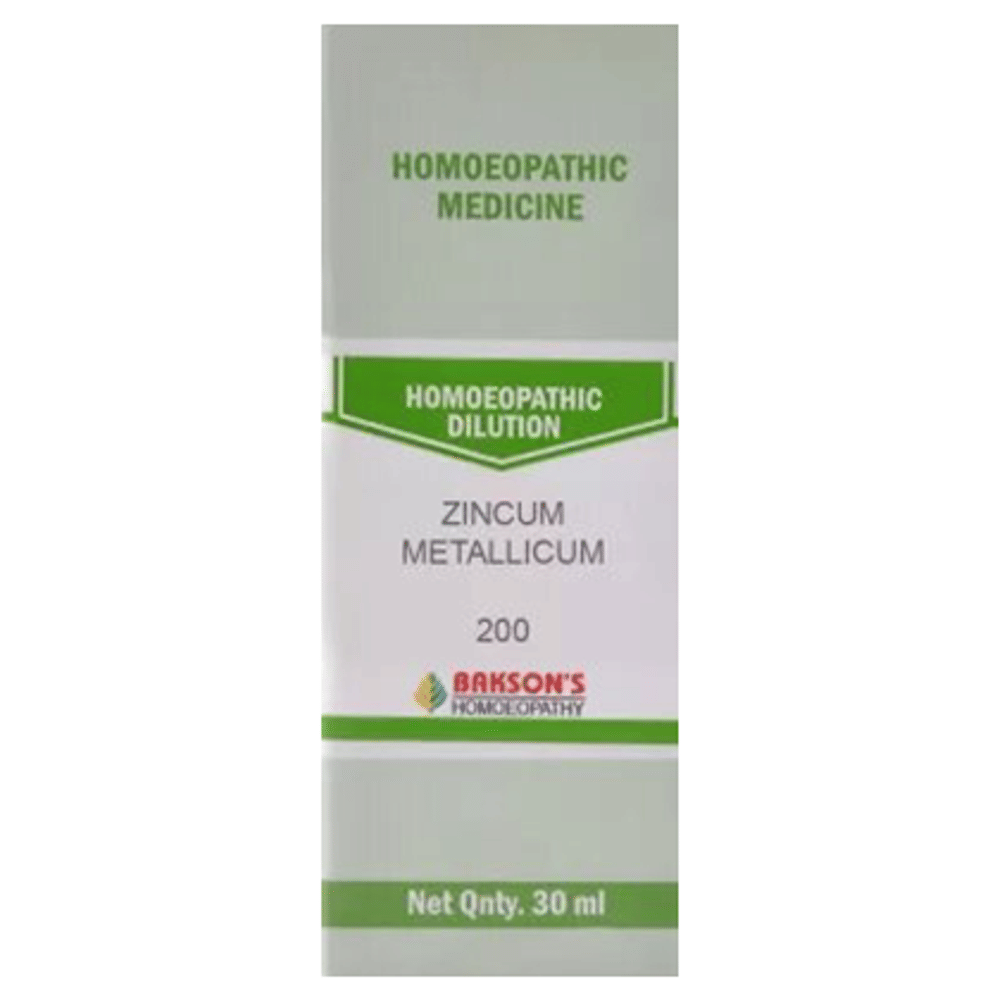 Bakson's Homeopathy Zincum Metallicum Dilution 200 bottle of 30 ml Dilution Bakson's Homeopathy Zincum Metallicum Dilution 200 bottle of 30 ml Dilution