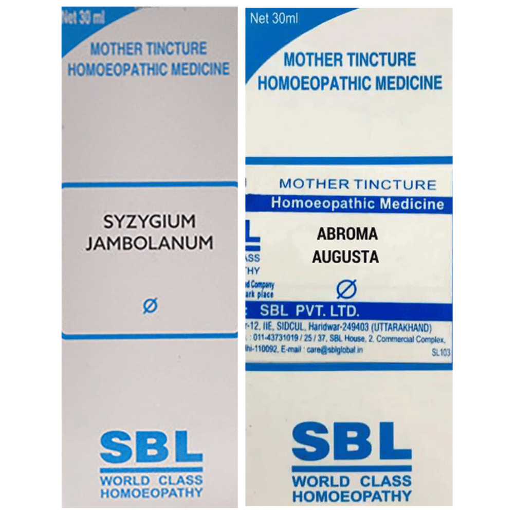 Combo Pack of SBL Syzygium Jambolanum Mother Tincture Q & SBL Abroma Augusta Mother Tincture Q (30ml Each) combo pack of 2 bottles