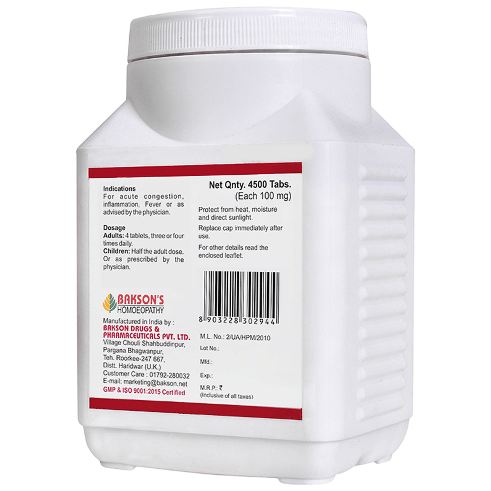 Bakson's Homeopathy Ferrum Phosphoricum Biochemic Tablet 12X bottle of 4500 biochemic tablets