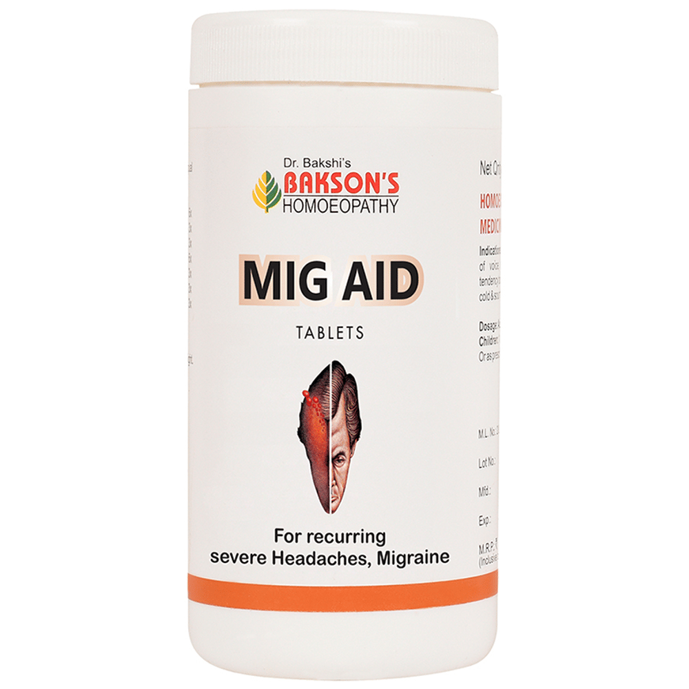 Bakson's Homeopathy Mig Aid Tablet bottle of 200 tablets