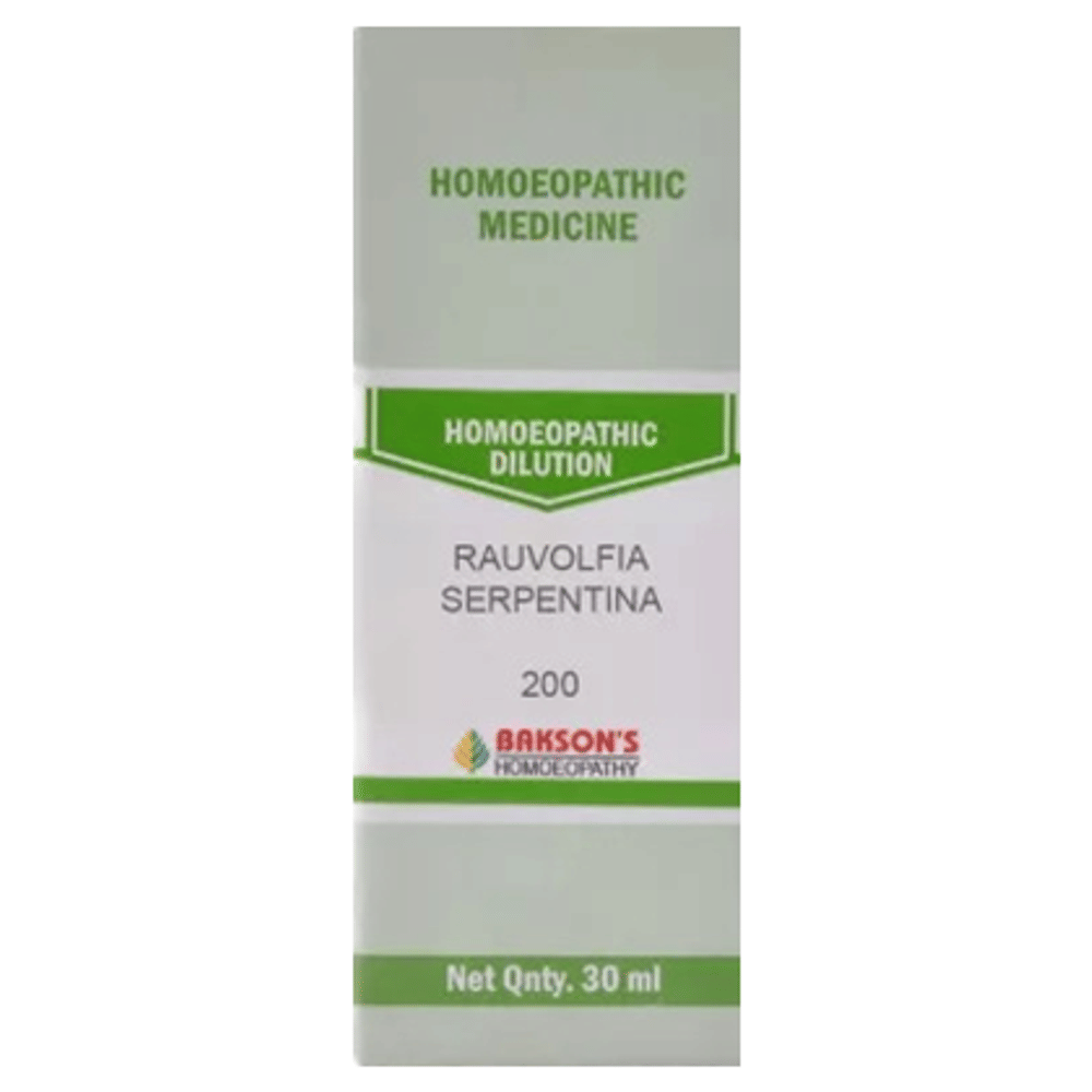 Bakson's Homeopathy Rauvolfia Serpentina Dilution 200 bottle of 30 ml Dilution
