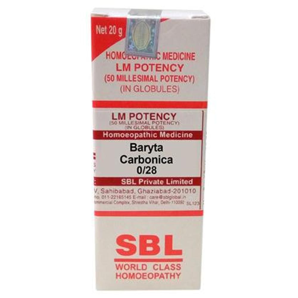 SBL Baryta Carbonica 0/28 LM bottle of 20 gm Globules