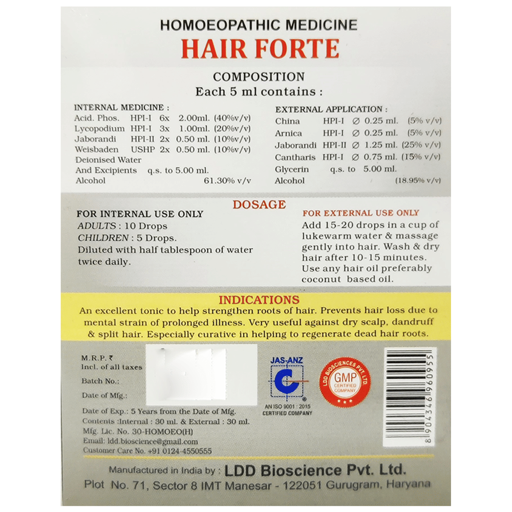LDD Bioscience Hair Forte Twin Pack (30ml Each) box of 2 bottles
