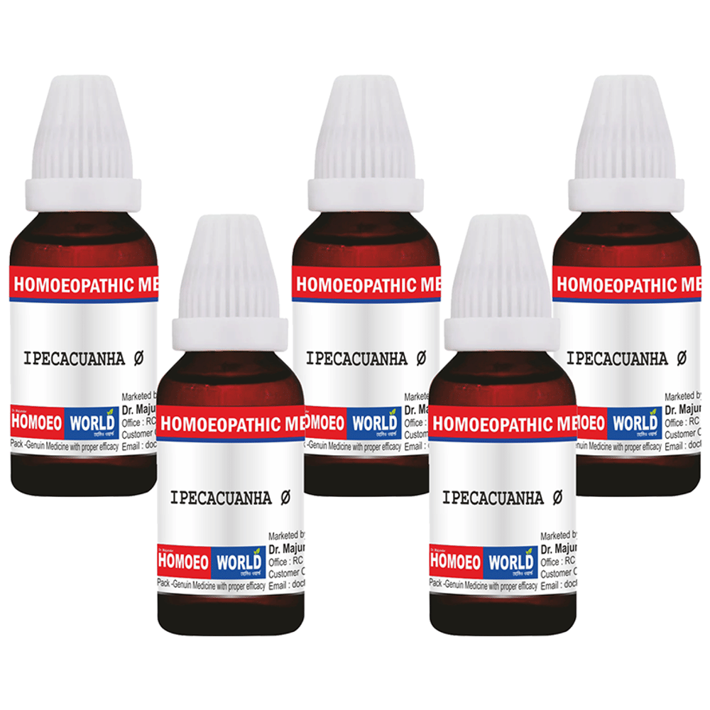 Dr. Majumder Homeo World Ipecacuanha Mother Tincture (30ml Each) Q combo pack of 5 bottles