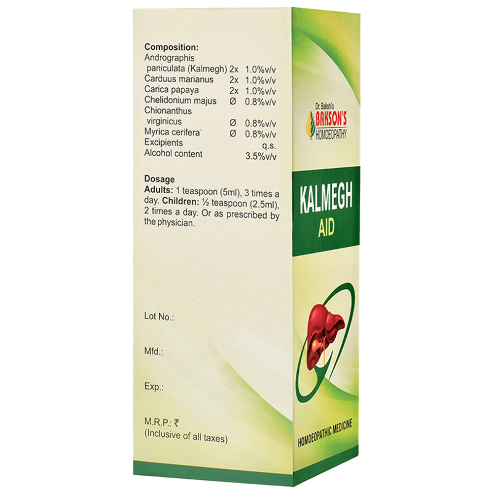 Bakson's Homeopathy Kalmegh Aid Syrup bottle of 115 ml Syrup