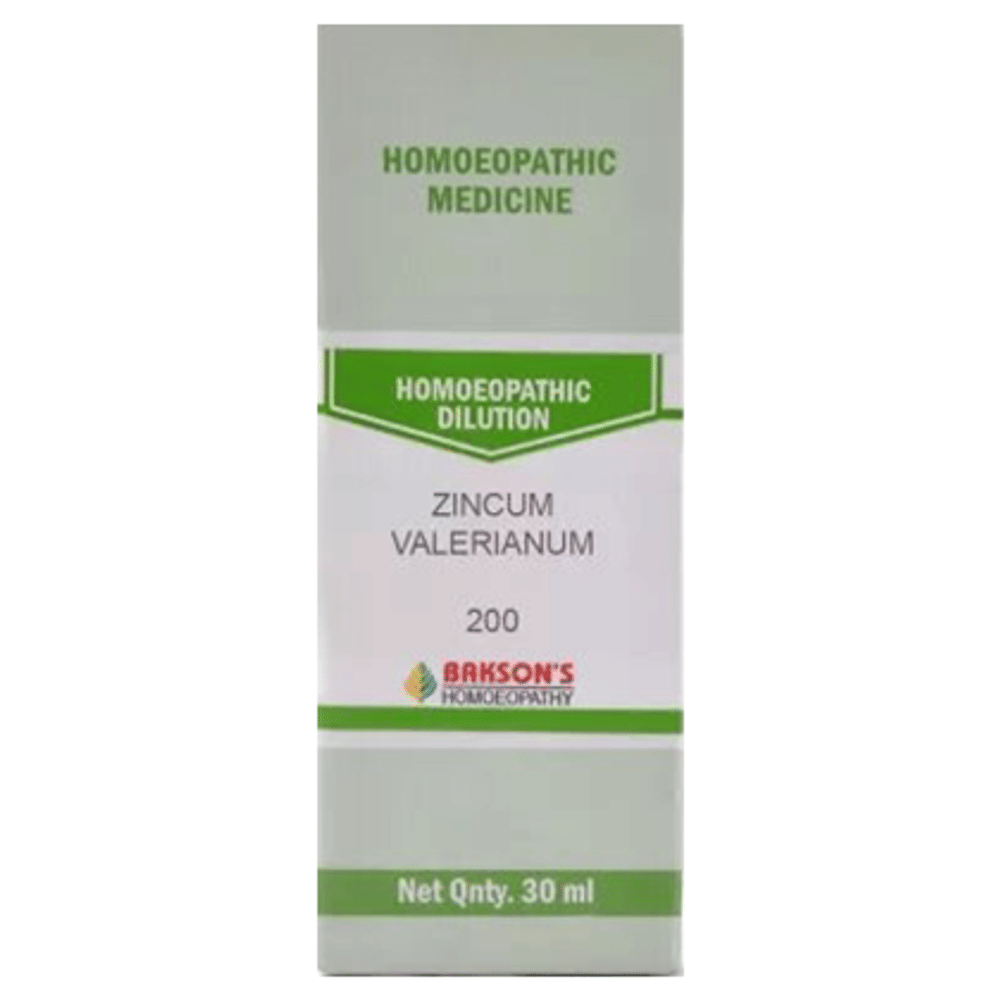 Bakson's Homeopathy Zincum Valerianum  Dilution 200 bottle of 30 ml Dilution
