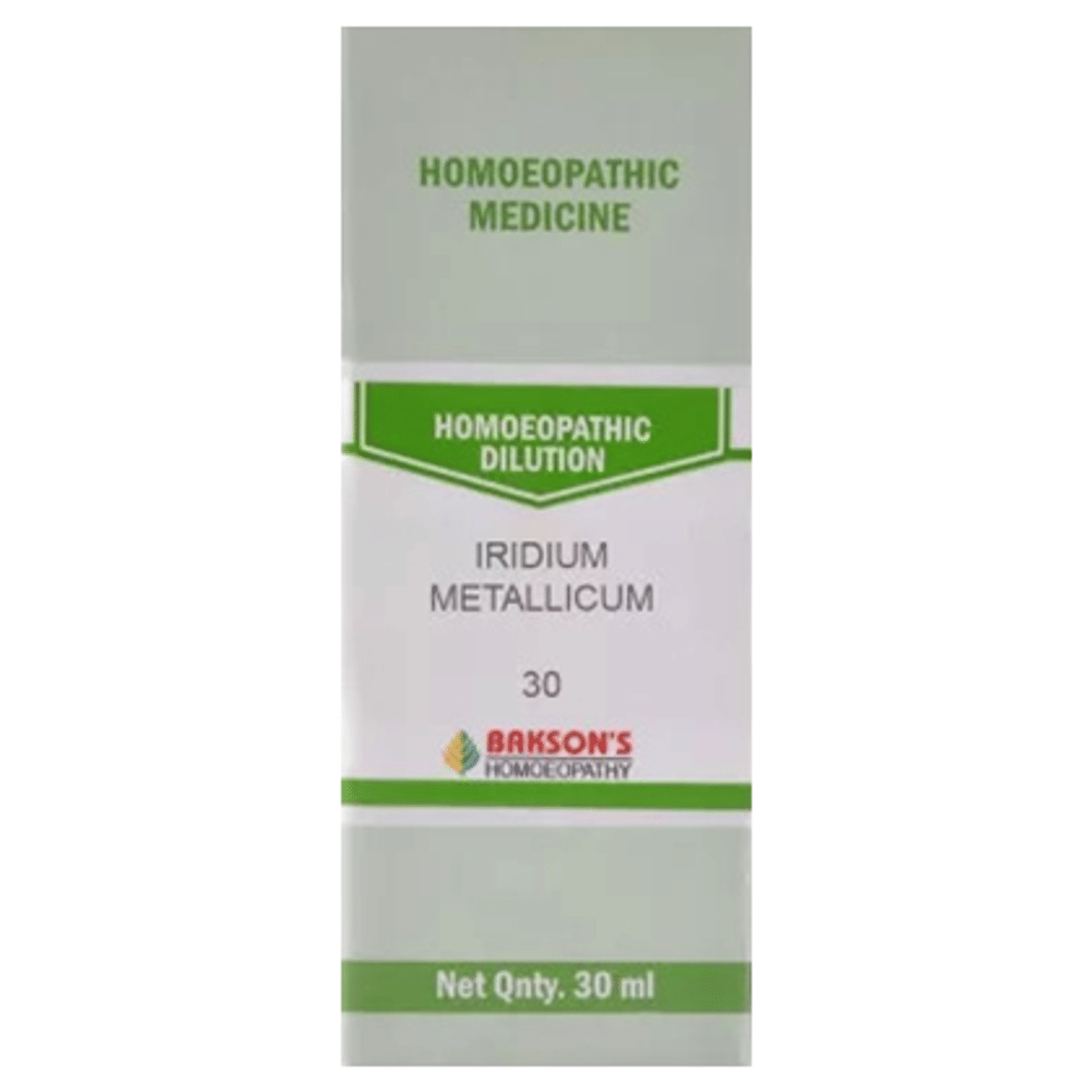Bakson's Homeopathy Iridium Metallicum Dilution 30 bottle of 30 ml Dilution