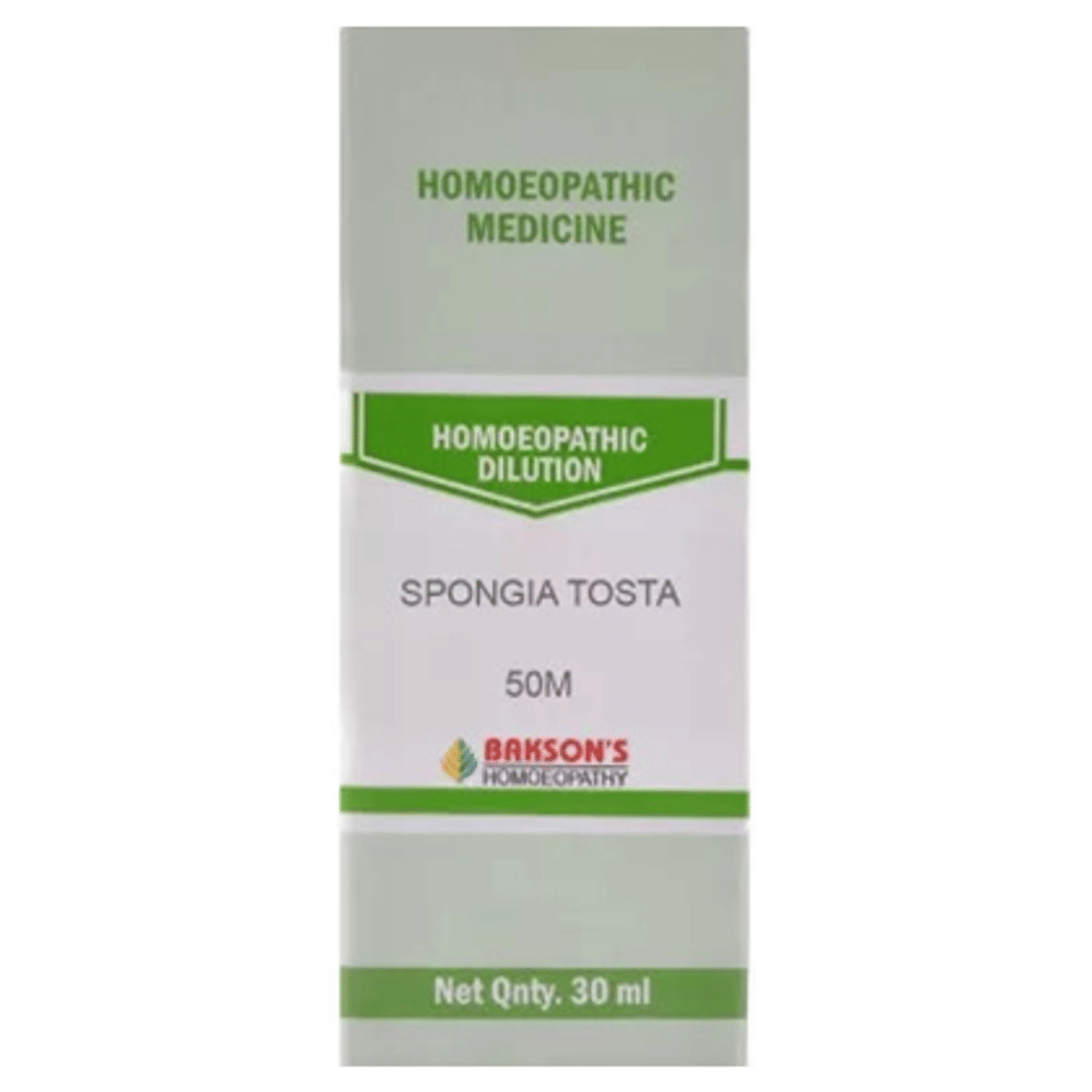 Bakson's Homeopathy Spongia Tosta Dilution 50M bottle of 30 ml Dilution