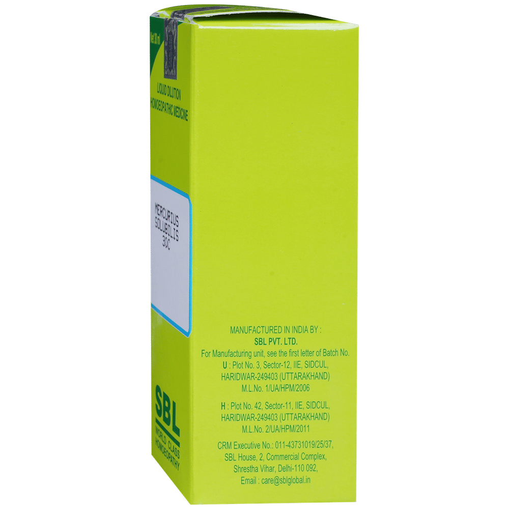 SBL Mercurius Solubilis Dilution 30 CH bottle of 30 ml Dilution SBL Mercurius Solubilis Dilution 30 CH bottle of 30 ml Dilution