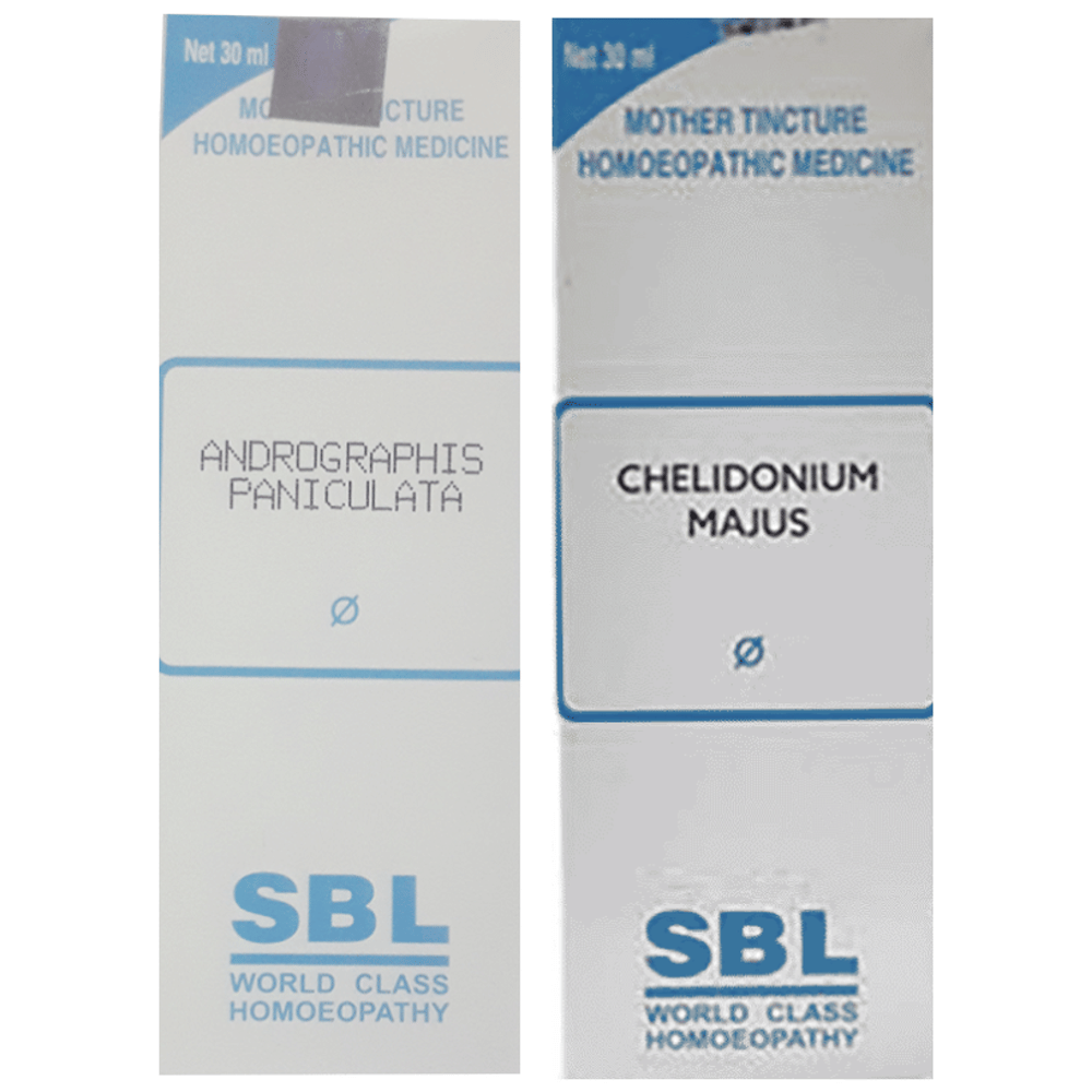 Combo Pack of SBL Chelidonium Majus Mother Tincture Q & SBL Andrographis Paniculata Mother Tincture Q (30ml Each) combo pack of 2 bottles