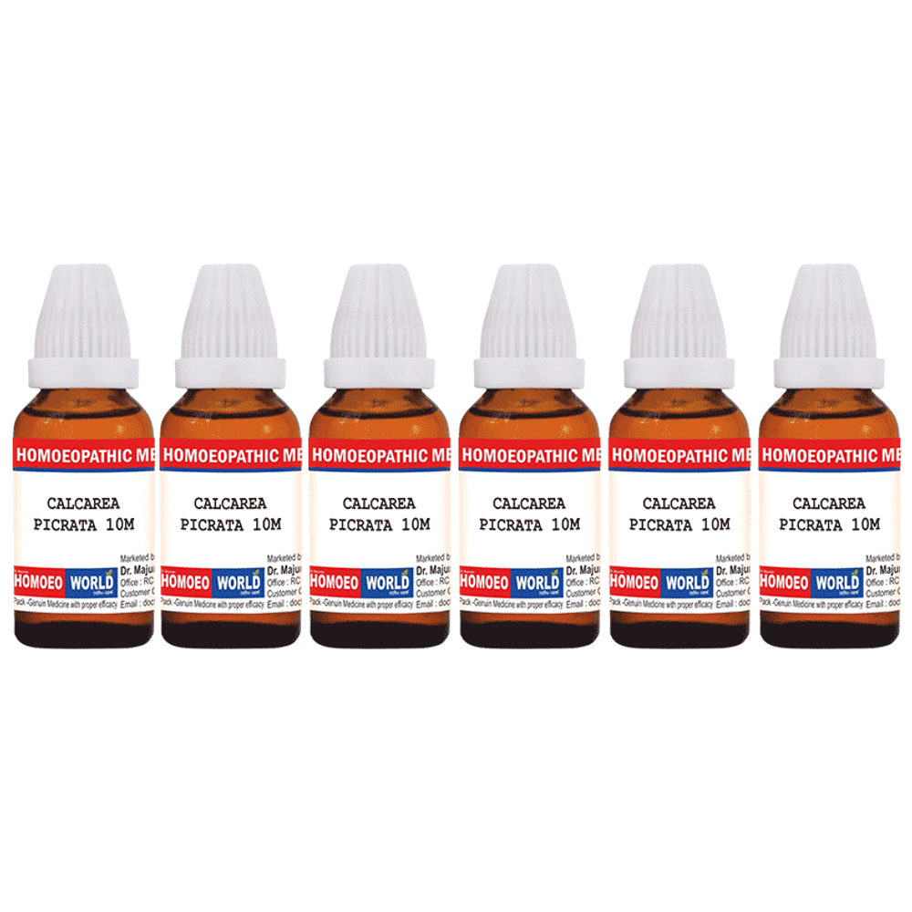 Dr. Majumder Homeo World Calcarea Picrata Dilution(30ml Each) 10M combo pack of 6 Packs