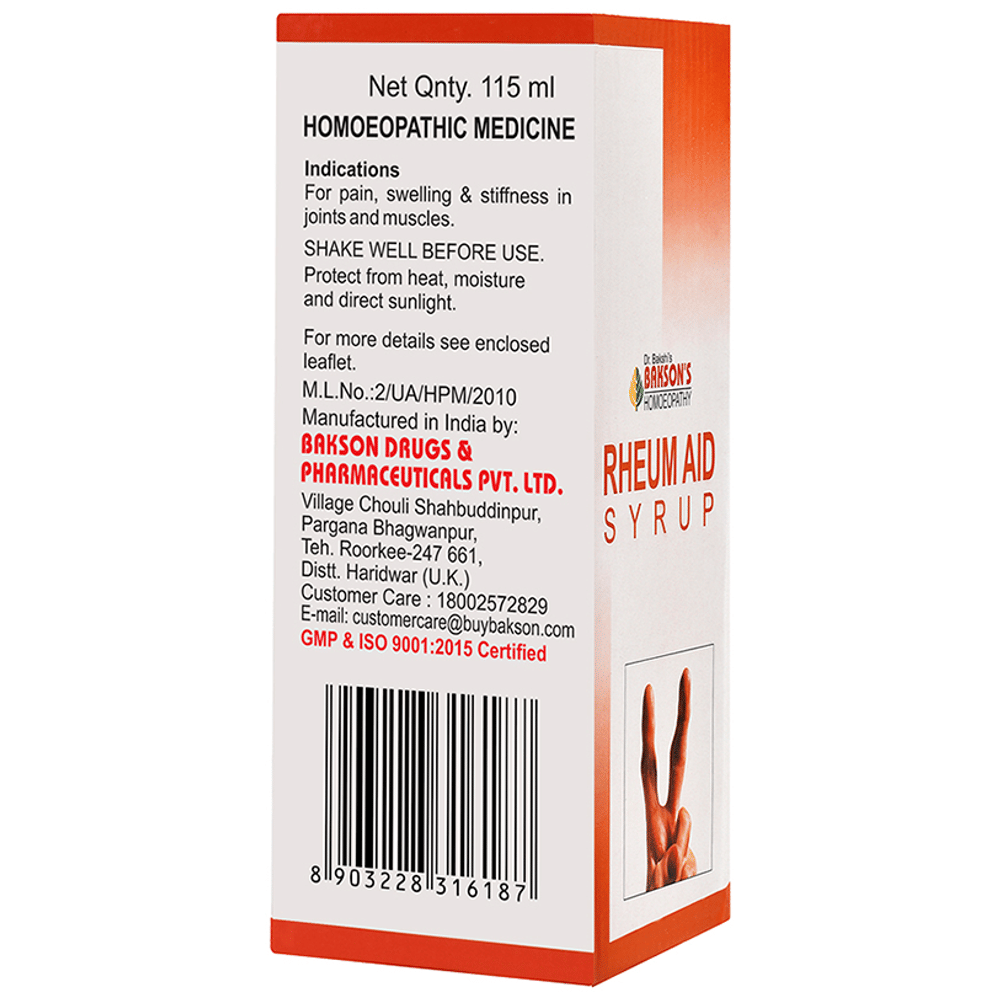 Bakson's Homeopathy Rheum Aid Syrup Homeopathic Medicine bottle of 115 ml Syrup Bakson's Homeopathy Rheum Aid Syrup Homeopathic Medicine bottle of 115 ml Syrup