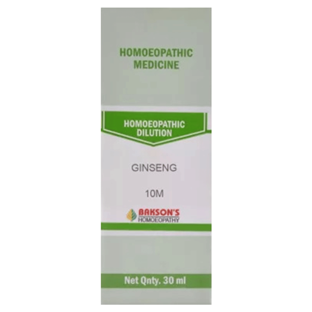 Bakson's Homeopathy  Ginseng Dilution 10M bottle of 30 ml Dilution