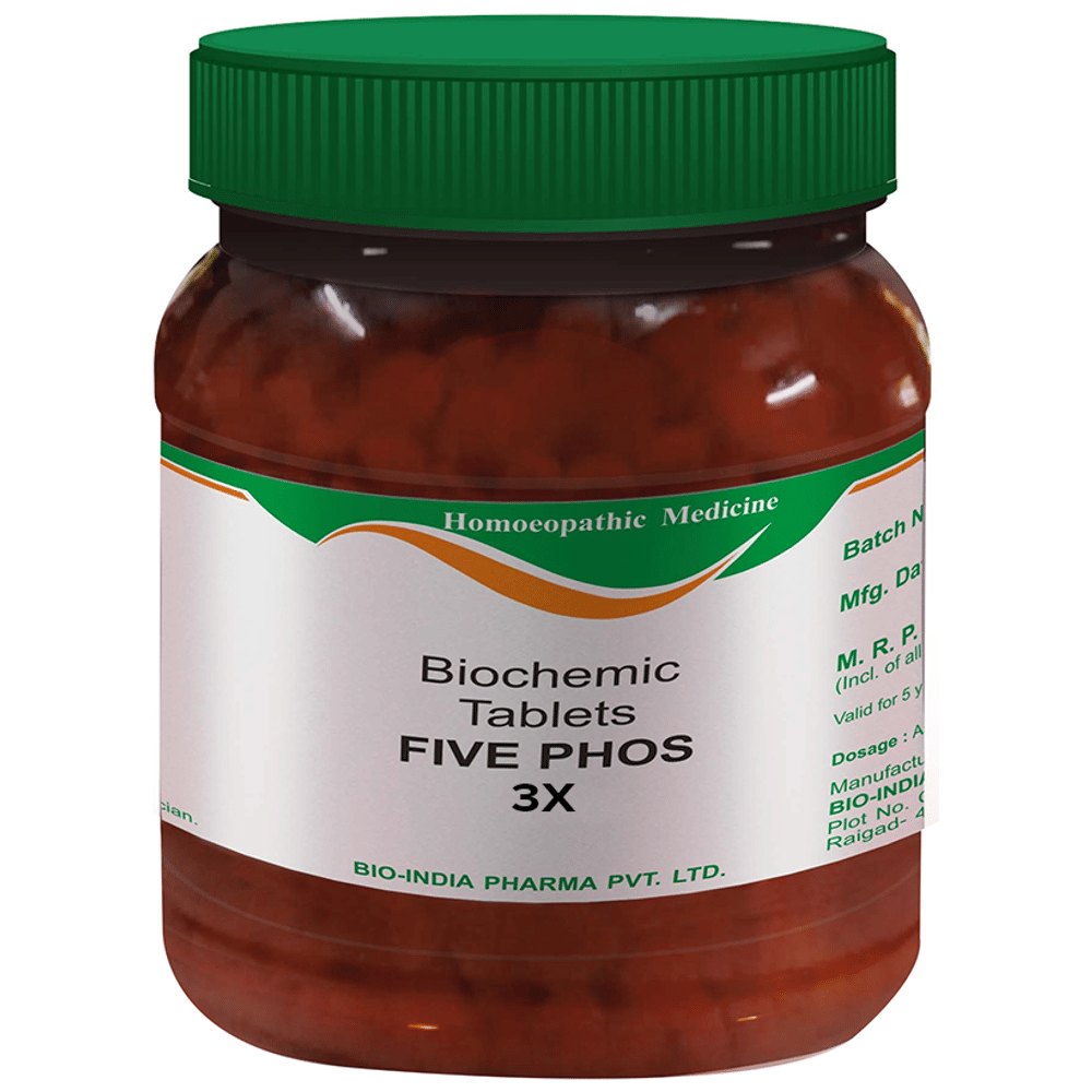 Bio India Five Phos Biochemic Tablet 3X bottle of 450 gm Biochemic Tablet Bio India Five Phos Biochemic Tablet 3X bottle of 450 gm Biochemic Tablet
