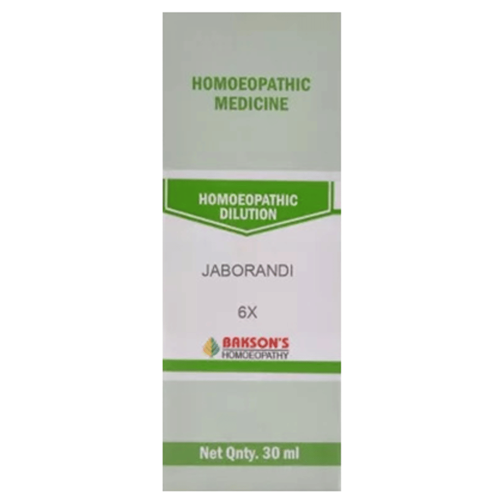 Bakson's Homeopathy Jaborandi Dilution 6X bottle of 30 ml Dilution