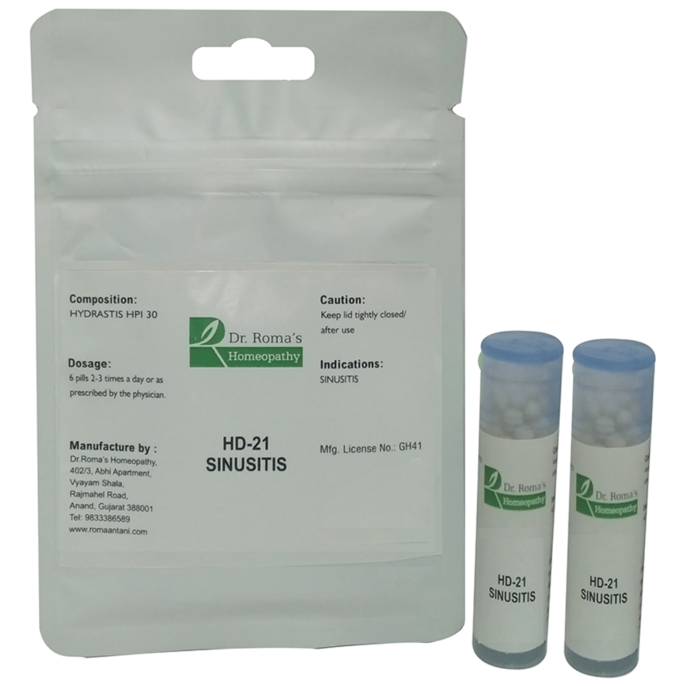 Dr. Romas Homeopathy HD-21 Sinusitis, 2 Bottles of 2 Dram packet of 2 bottles